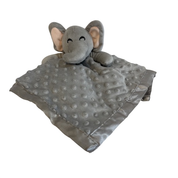 Pro Goleem Other - Pro Goleem Elephant Baby Lovey Security Blanket Gray Minky Dot Satin Trim